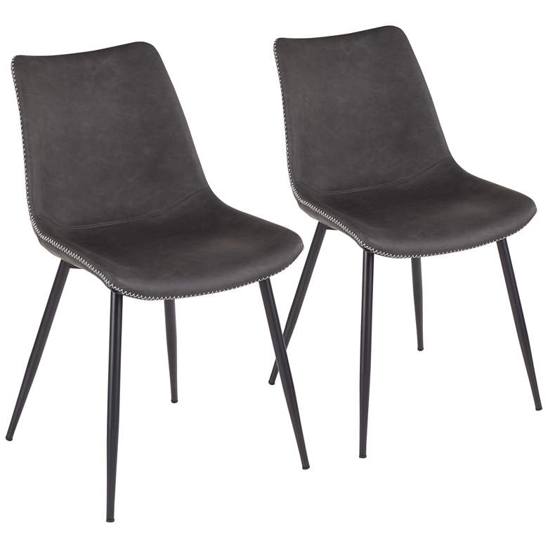 Image 1 Durango Gray Faux Leather Dining Chairs Set of 2