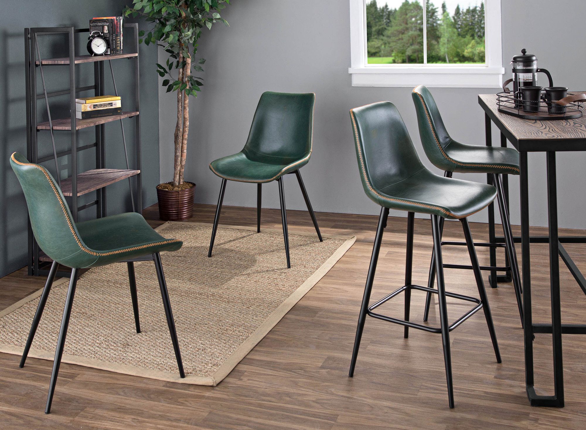 faux leather dining chairs green