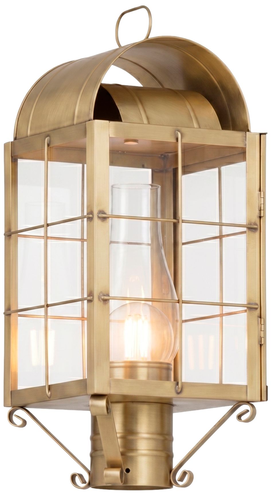 Durham - 1 Light - 18 inch - Antique Brass - Solid Brass - Post Lantern