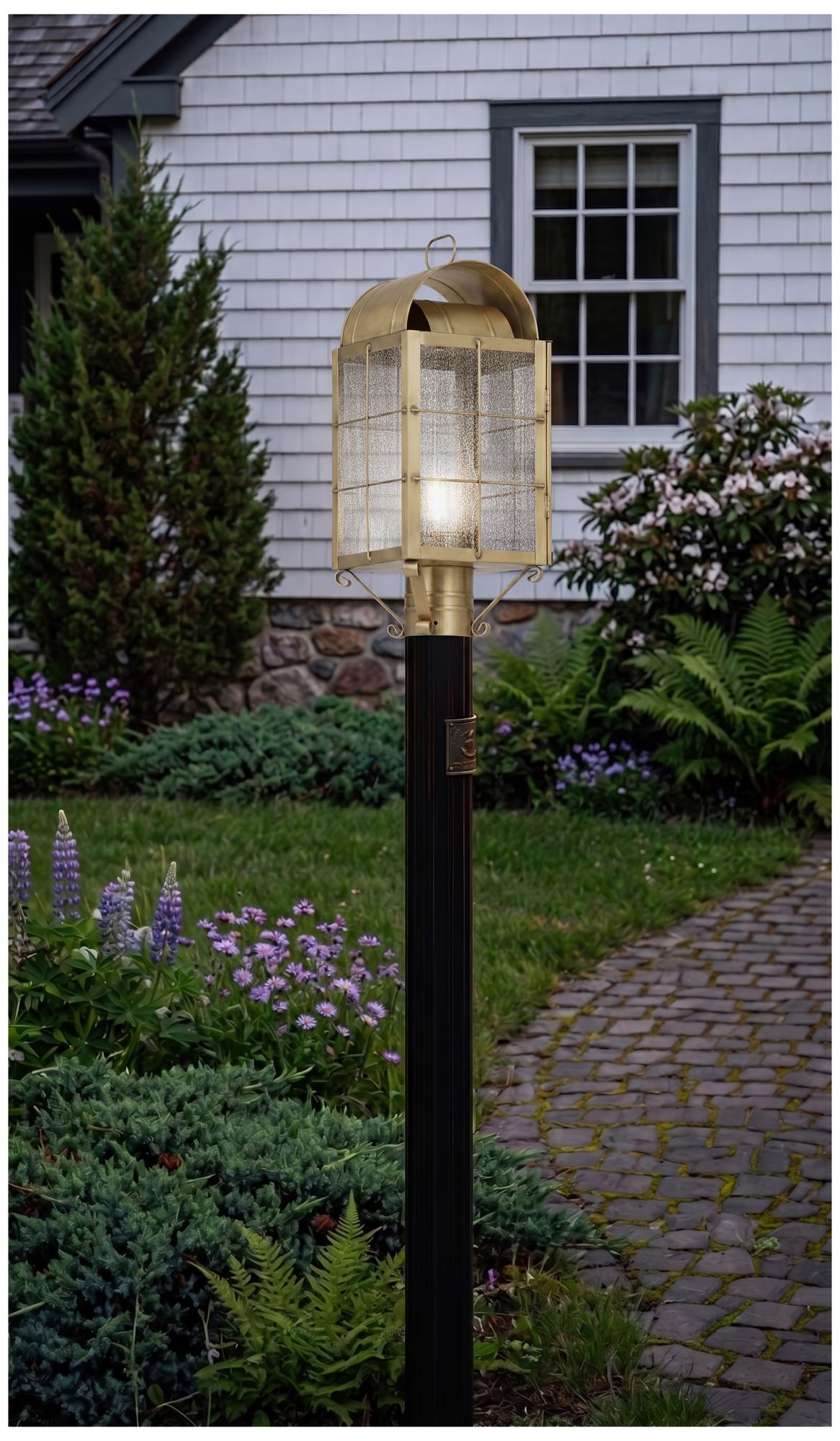Image 2 Durham - 1 Light - 18 inch - Antique Brass - Solid Brass - Post Lantern more views