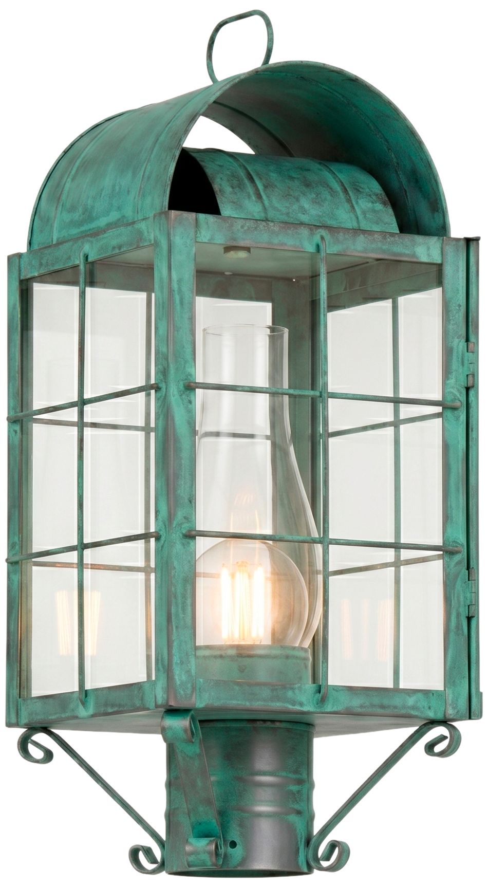 Durham - 1 Light - 18 inch - Verde Green - Solid Brass - Post Lantern
