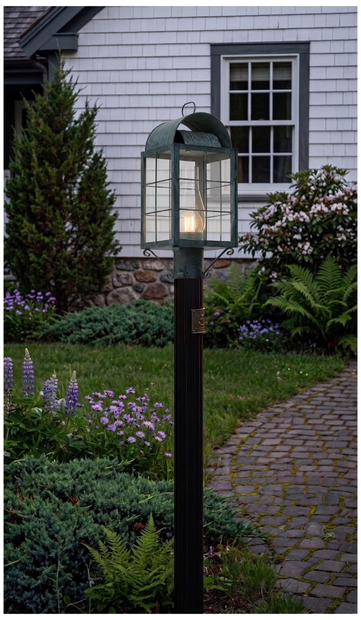 Image 2 Durham - 1 Light - 18 inch - Verde Green - Solid Brass - Post Lantern more views