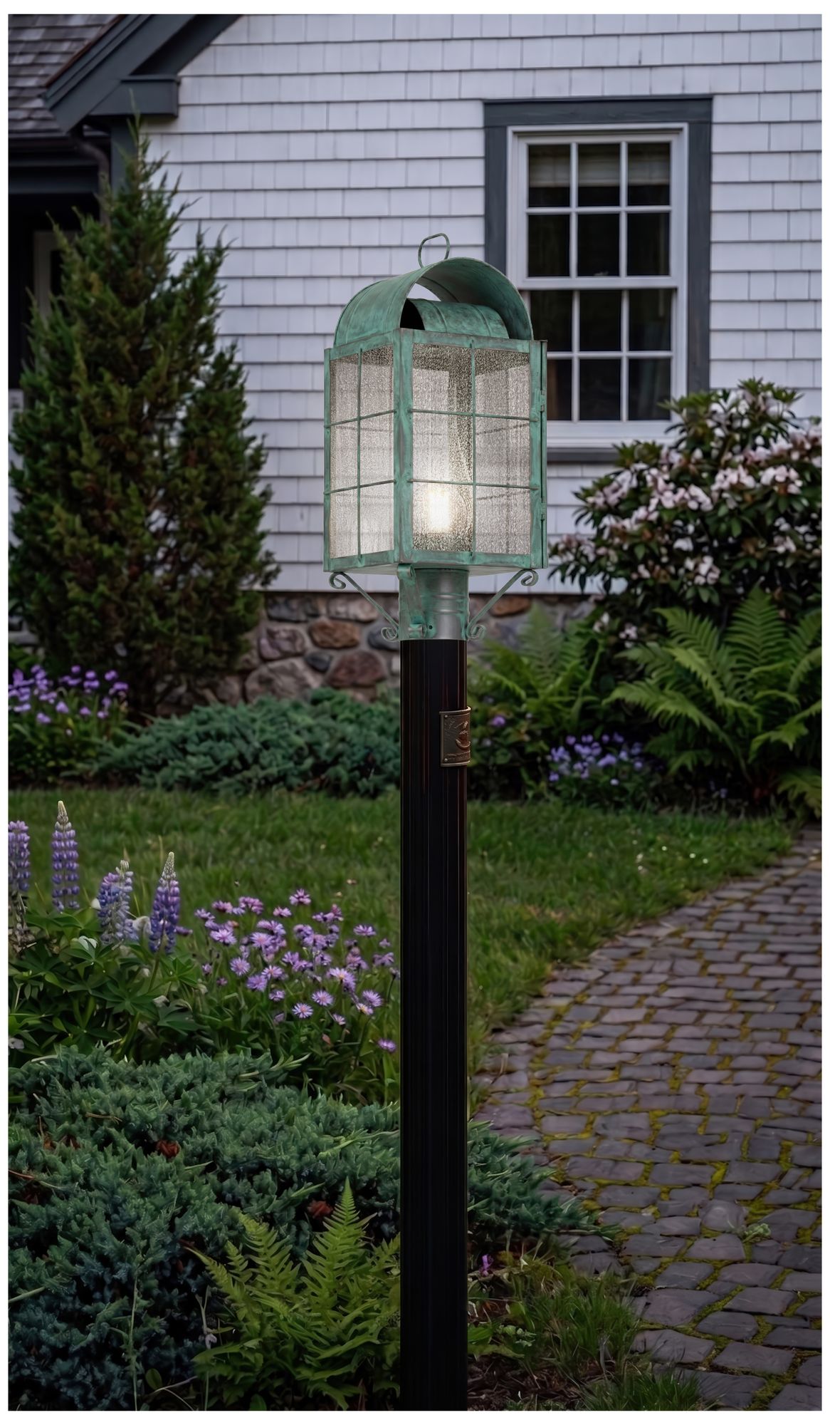 Image 2 Durham - 1 Light - 18 inch - Verde Green - Solid Brass - Post Lantern more views