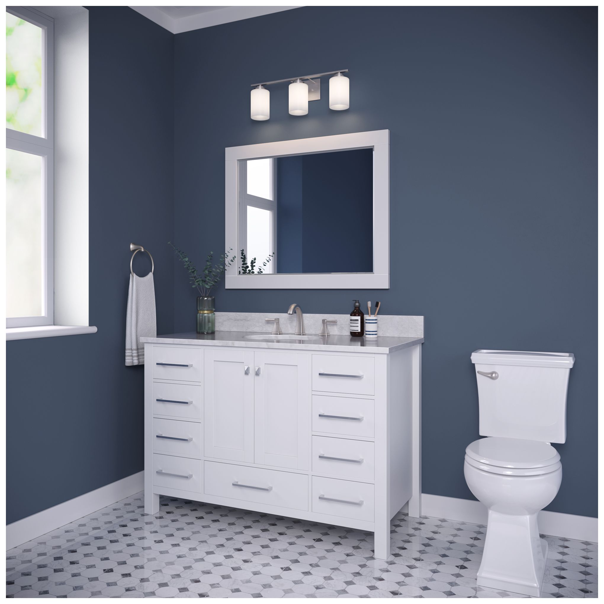 Durham 22" Wide Chrome 3-Light Bath Light in scene