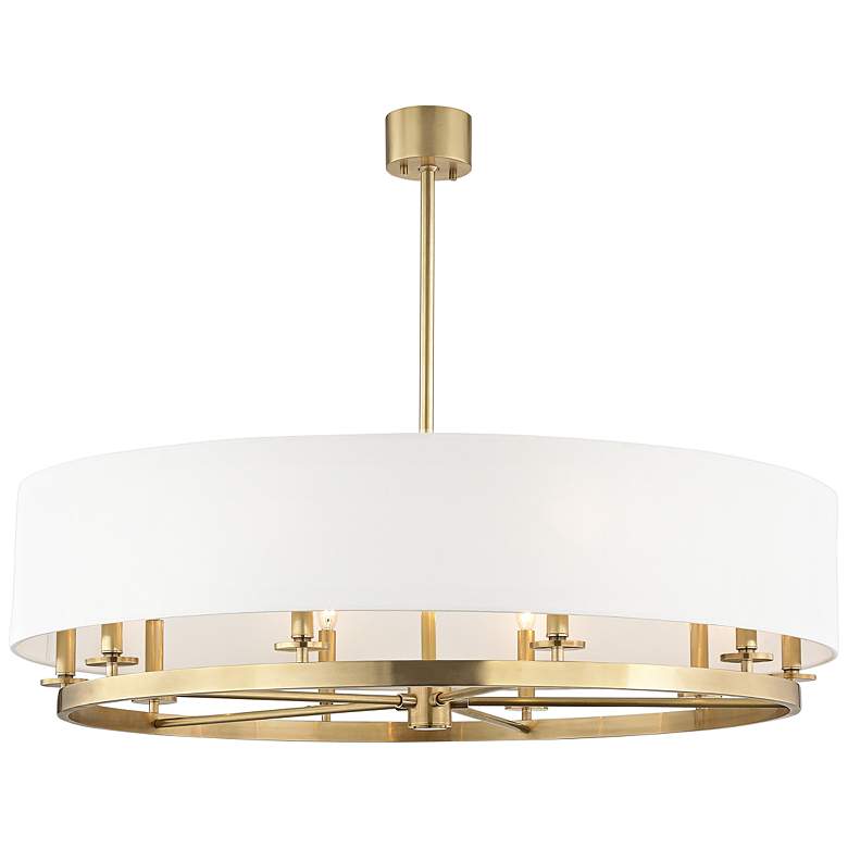 Image 1 Durham 42" Wide Aged Brass 10-Light Drum Chandelier