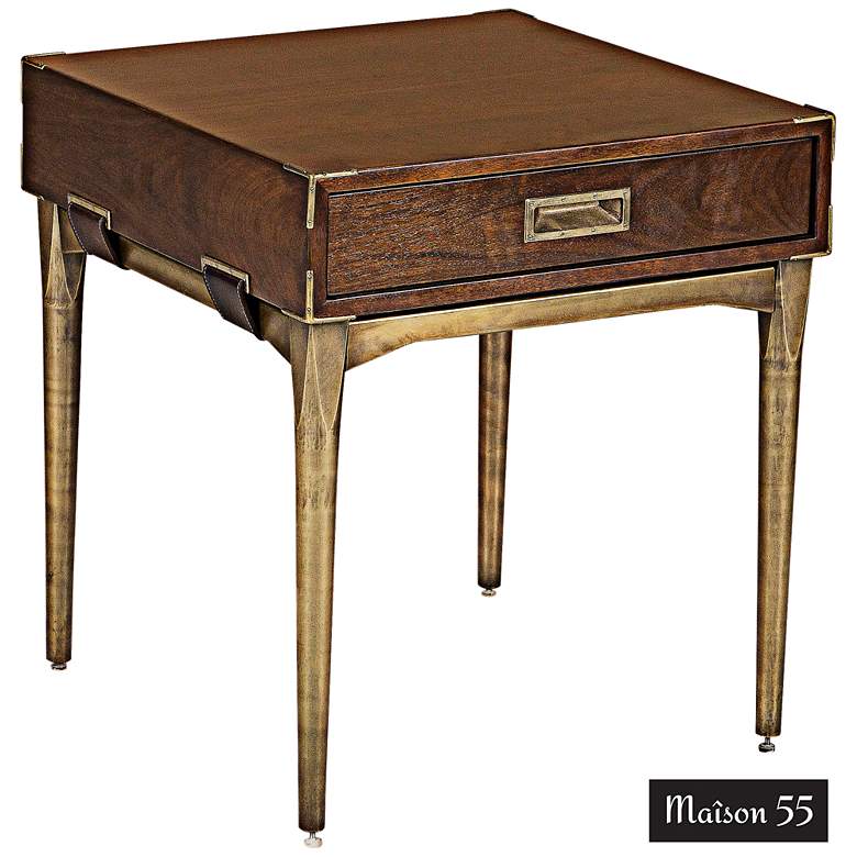 Image 1 Durham Palissandro and Brass 1-Drawer End Table