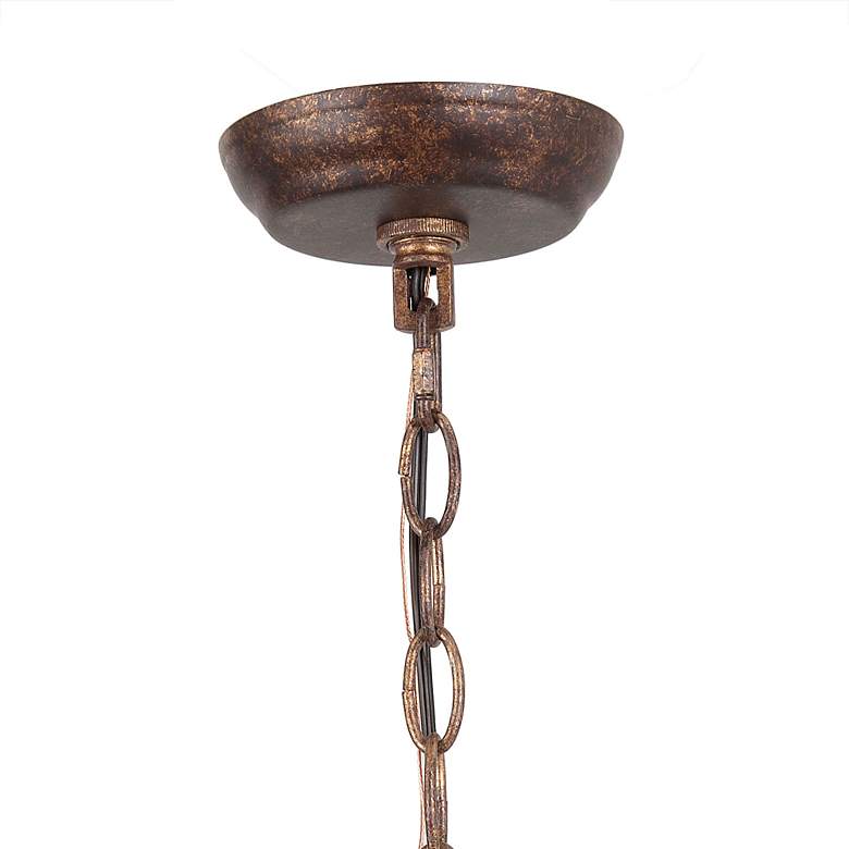 Image 4 Durian 26 1/2"W Vintage Bronze and Wood 6-Light Chandelier more views