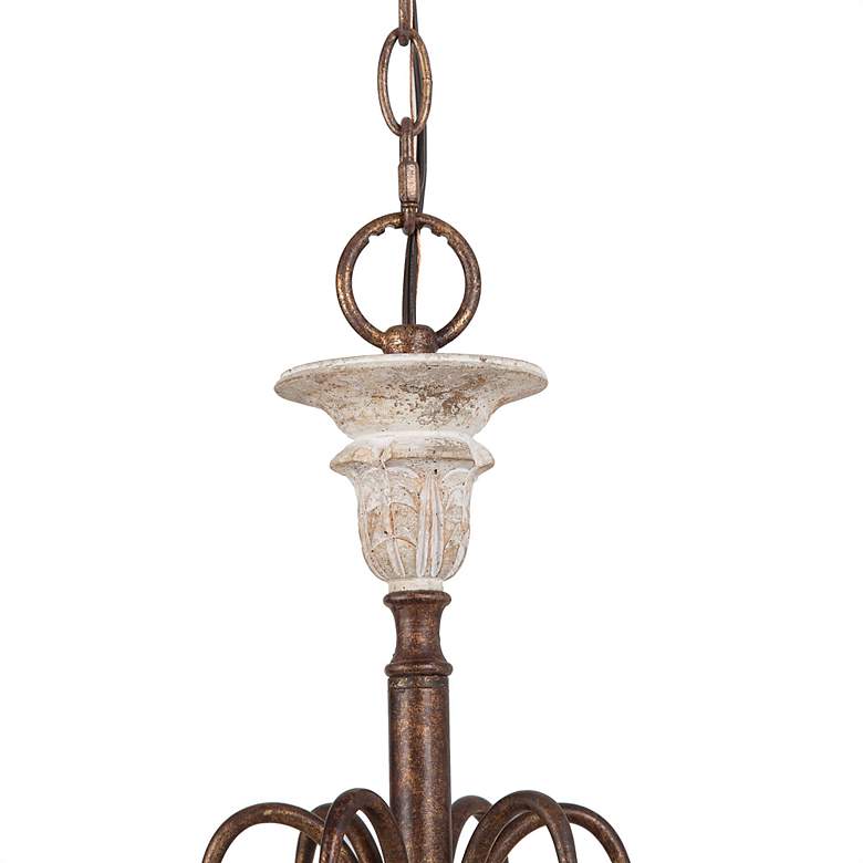 Image 5 Durian 26 1/2"W Vintage Bronze and Wood 6-Light Chandelier more views