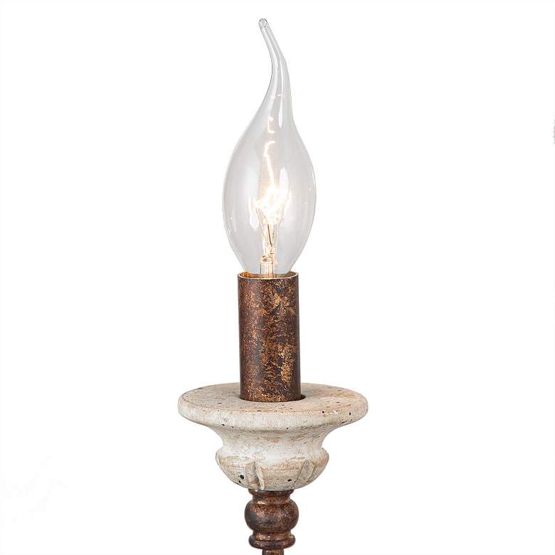 Image 7 Durian 26 1/2"W Vintage Bronze and Wood 6-Light Chandelier more views