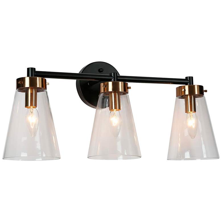 Image 1 Duris 3-Light 21.7" Wide Black and Gold Bath Light