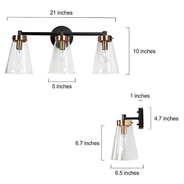 Image 7 Duris 3-Light 21.7" Wide Black and Gold Bath Light more views