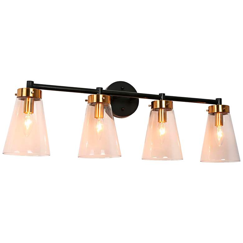 Image 1 Duris 4-Light 29.9" Wide Black and Gold Bath Light