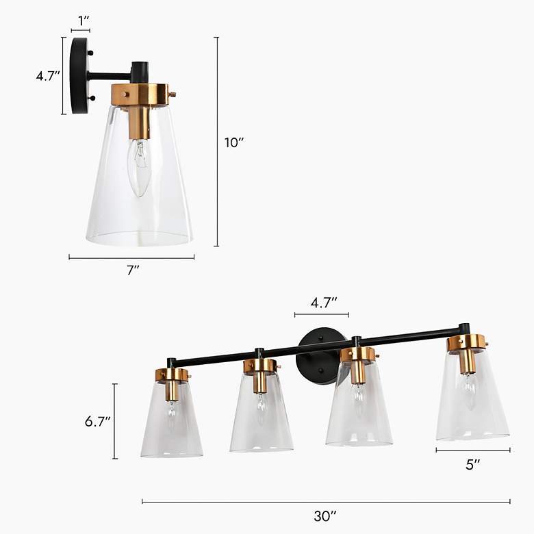 Image 5 Duris 4-Light 29.9" Wide Black and Gold Bath Light more views