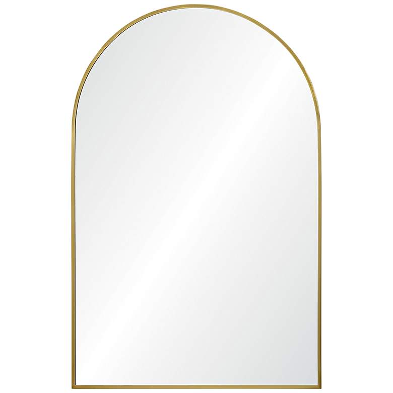 Image 2 Durness 36"H Satin Brass Plated Arch Top Accent Wall Mirror