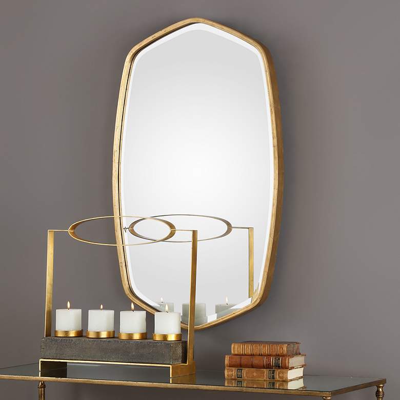 Image 3 Duronia Antique Gold Leaf 22 1/4" x 36 1/4" Wall Mirror more views