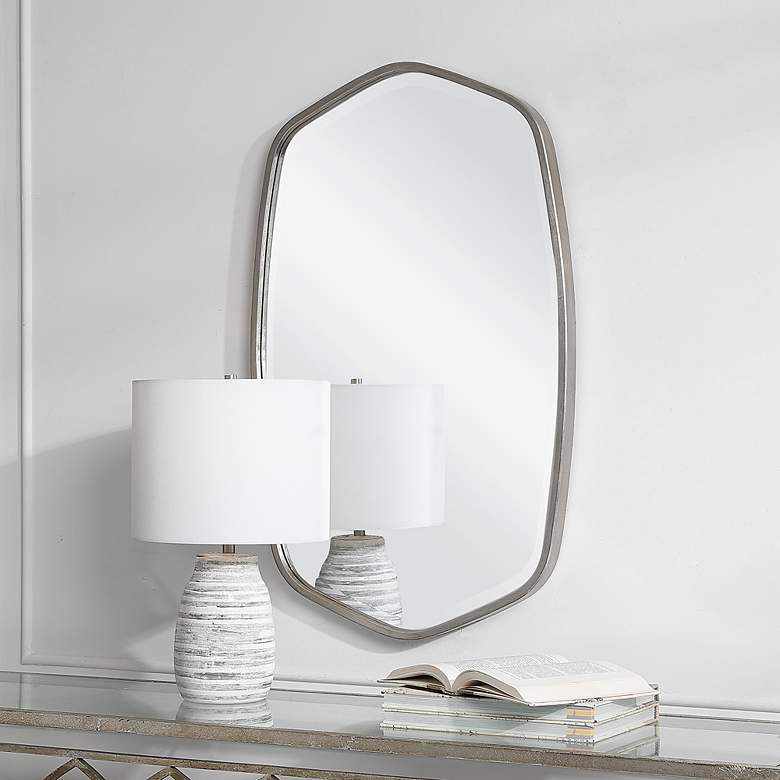 Image 3 Duronia Brushed Silver 22 1/4 inch x 36 1/4 inch Wall Mirror more views