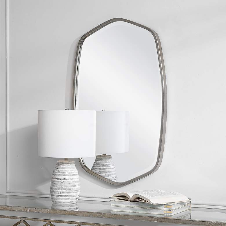 Image 5 Duronia Brushed Silver 22 1/4 inch x 36 1/4 inch Wall Mirror more views