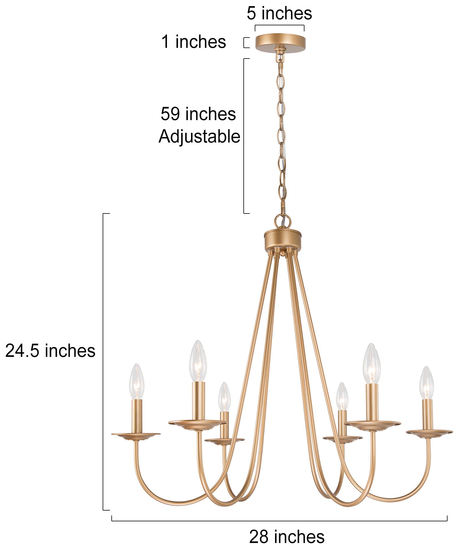 Durril 28" Wide Gold Iron 6-Light Curved Arm Candelabra Chandelier in scene