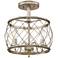 Dury 12 1/2" Wide Century Silver Leaf 3-Light Ceiling Light