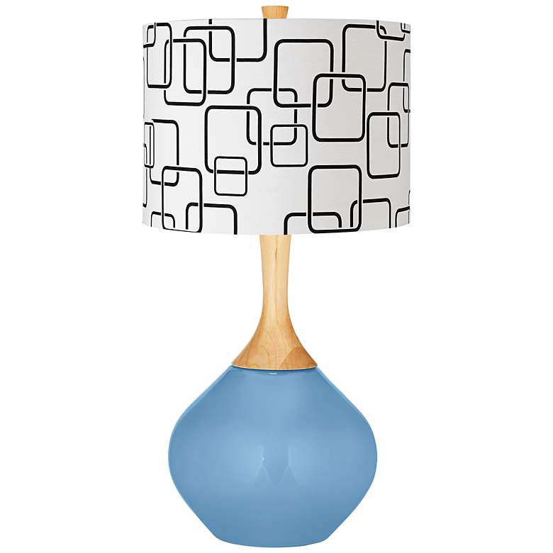 Image 1 Dusk Blue Abstract Rectangle Shade Wexler Table Lamp