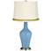 Dusk Blue Anya Table Lamp with Open Weave Trim