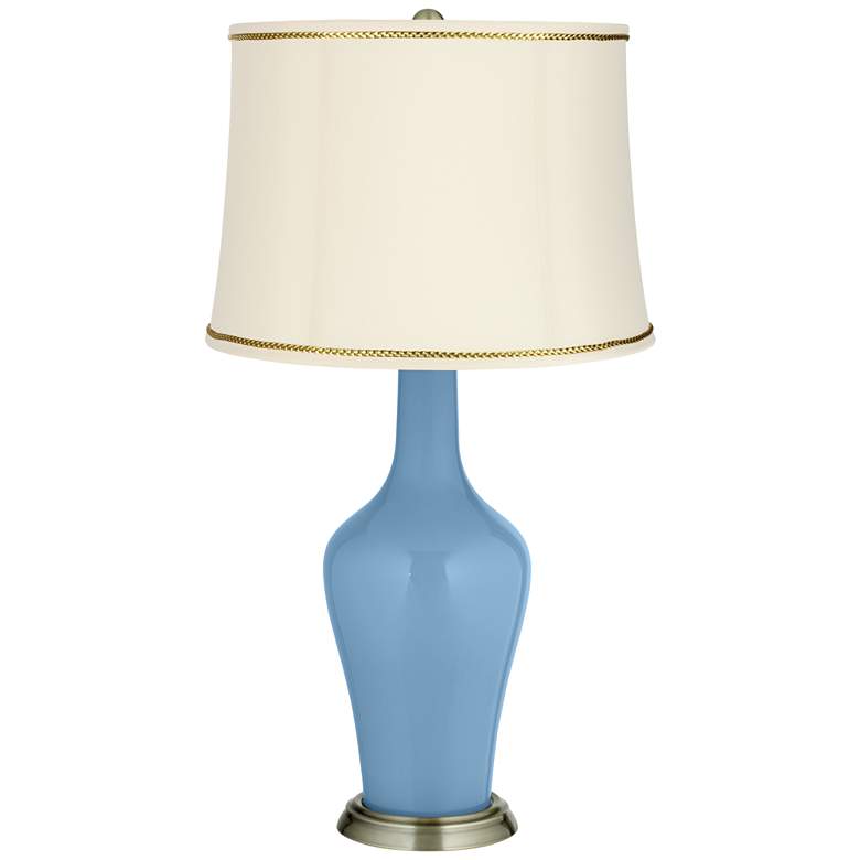 Image 1 Dusk Blue Anya Table Lamp with President&#39;s Braid Trim