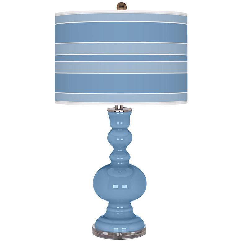 Image 1 Dusk Blue Bold Stripe Apothecary Table Lamp