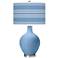 Dusk Blue Bold Stripe Ovo Table Lamp