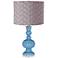 Dusk Blue Gray Pleated Drum Shade Apothecary Table Lamp