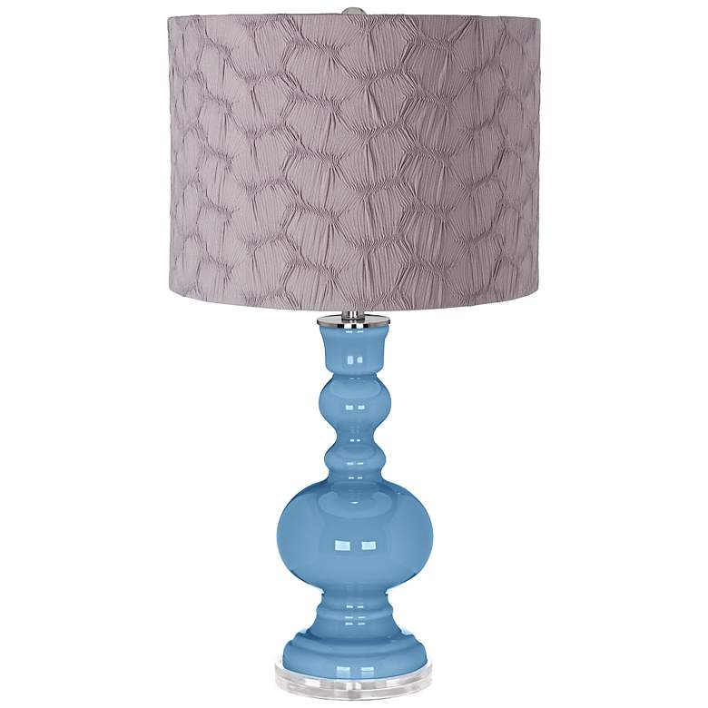 Image 1 Dusk Blue Gray Pleated Drum Shade Apothecary Table Lamp