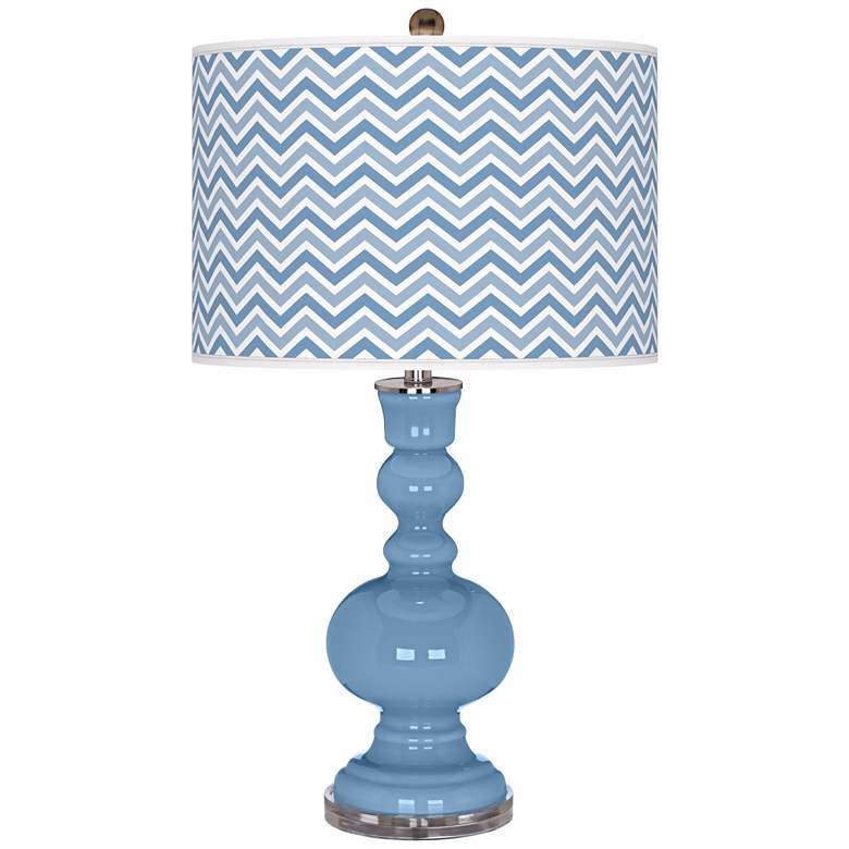 Image 1 Dusk Blue Narrow Zig Zag Apothecary Table Lamp