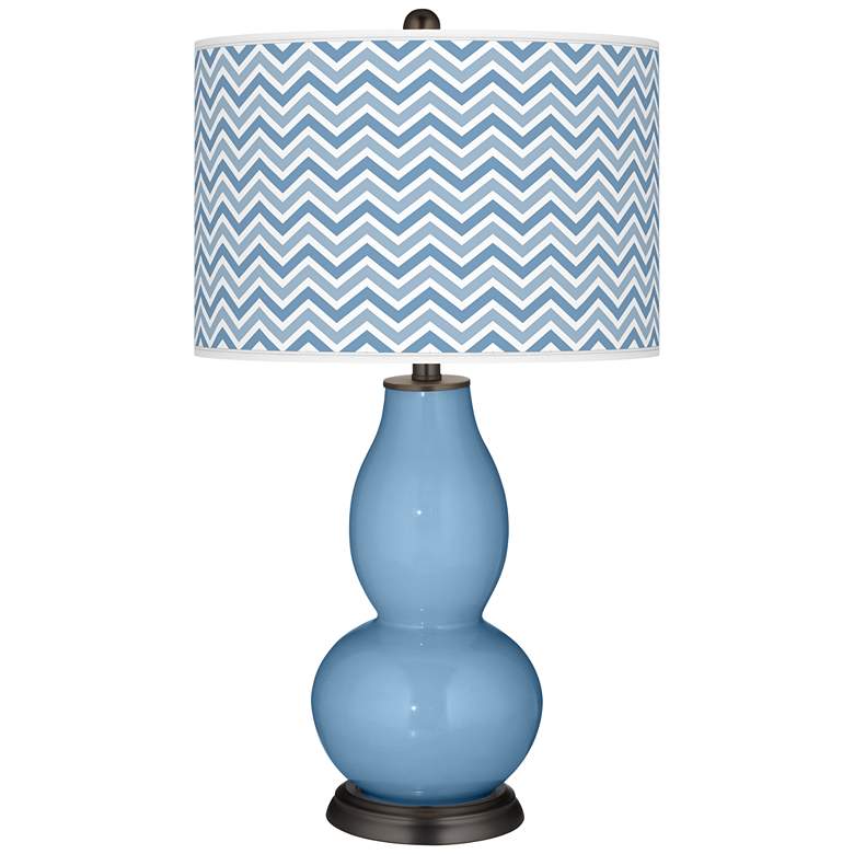 Image 1 Dusk Blue Narrow Zig Zag Double Gourd Table Lamp
