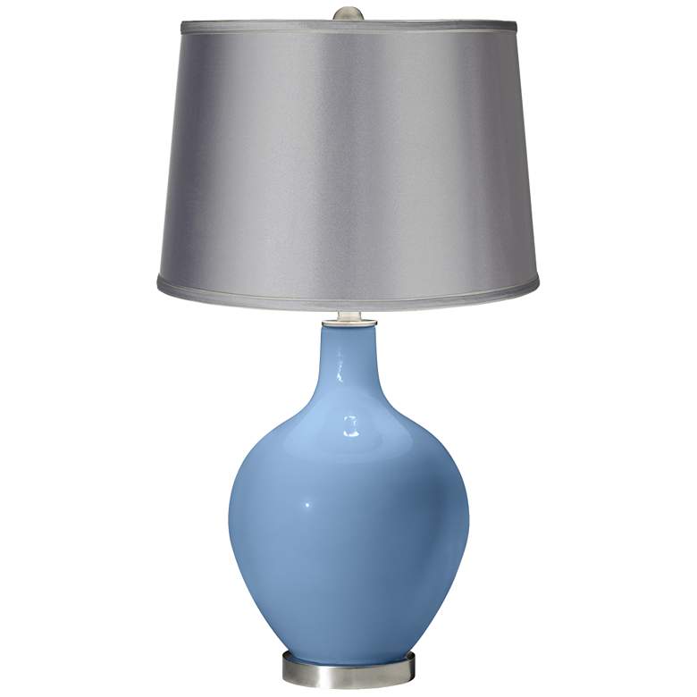 Image 1 Dusk Blue - Satin Light Gray Shade Ovo Table Lamp