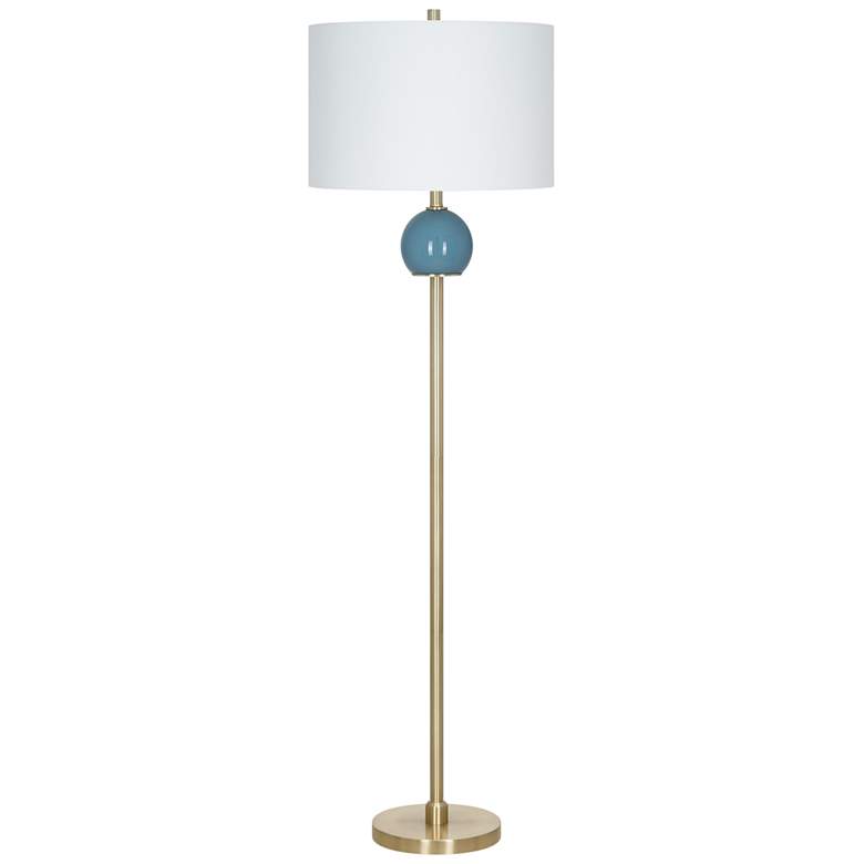 Image 1 Dusk Blue Smooth Glass And Brass Metal LED Floor Lamp