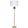 Dusk Blue Smooth Glass And Brass Metal LED Floor Lamp