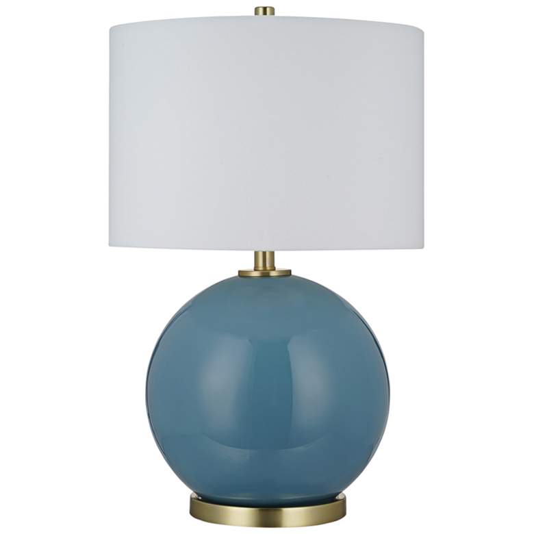 Image 1 Dusk Blue Smooth Glass Sphere LED Table Lamp