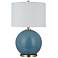 Dusk Blue Smooth Glass Sphere LED Table Lamp