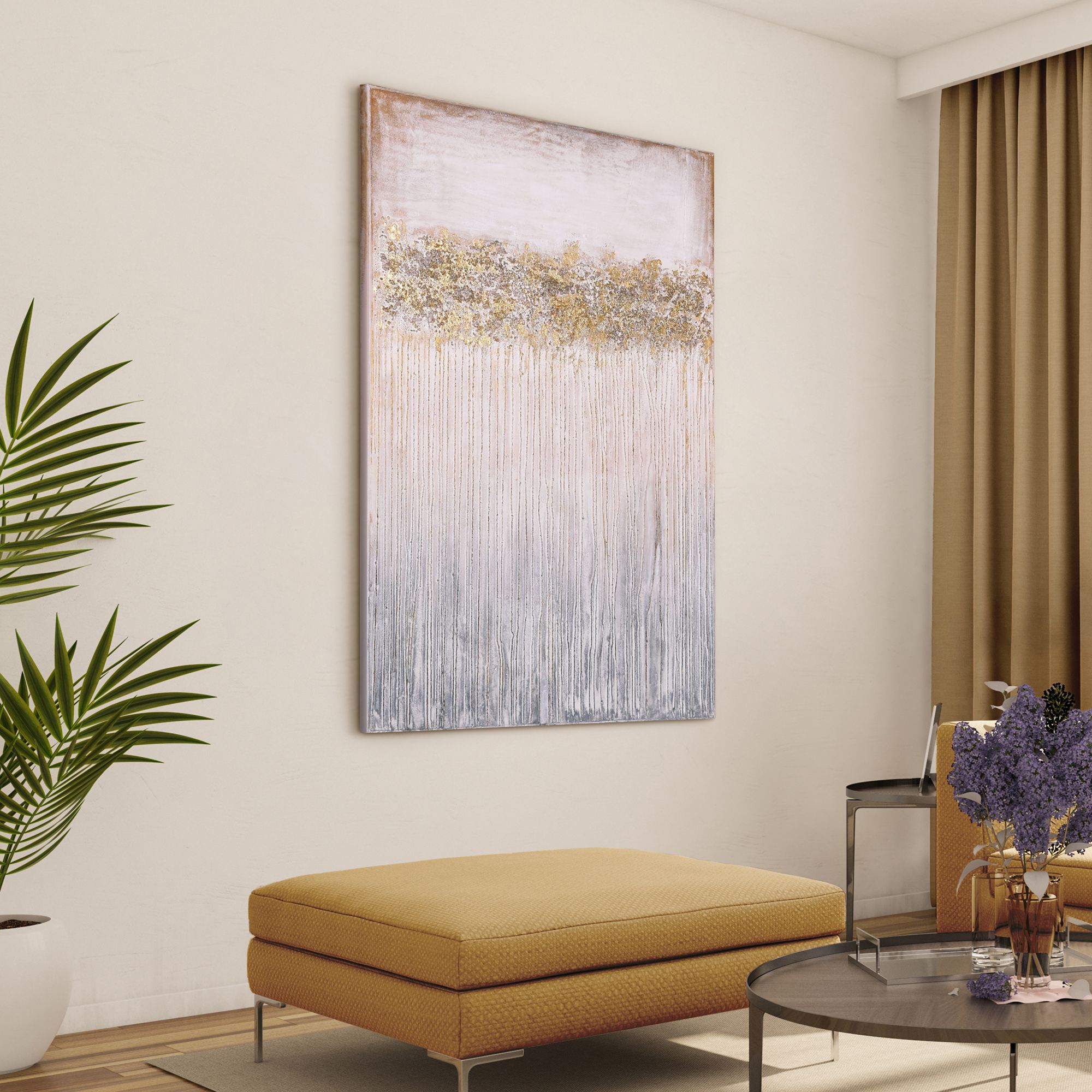 Dust 60" High Textured Metallic Canvas Wall Art