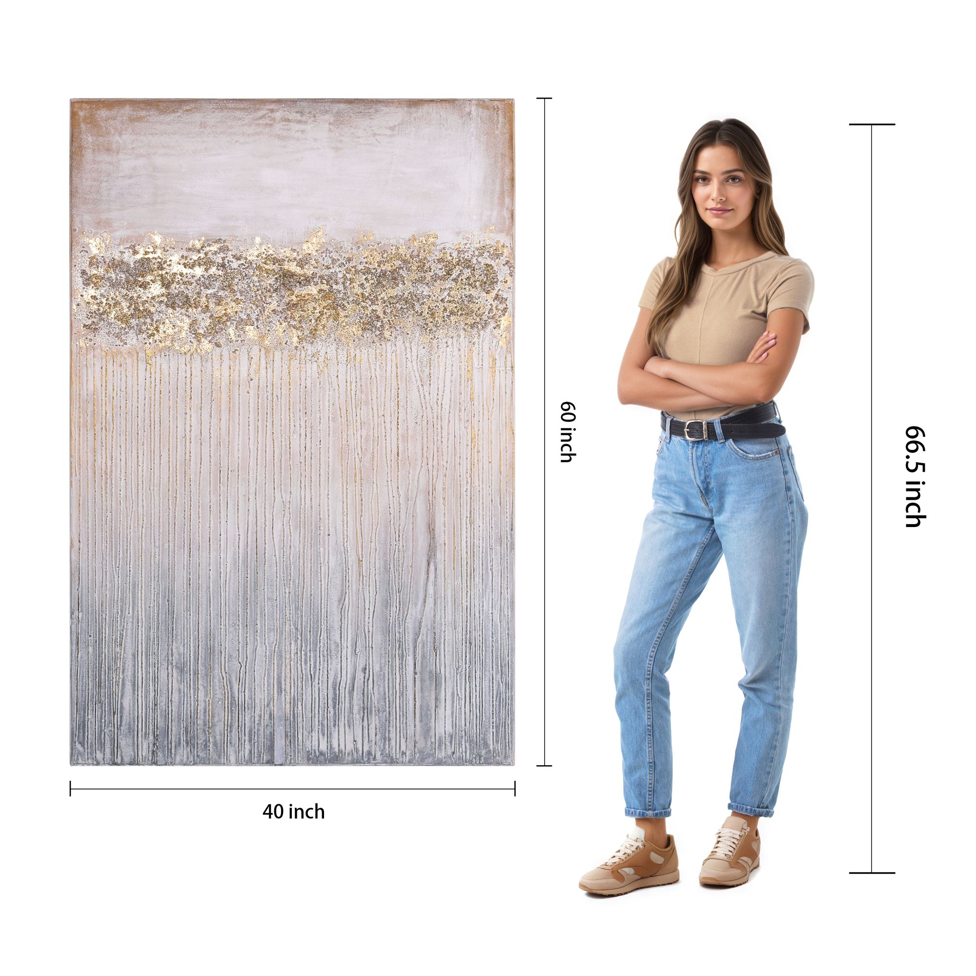 Dust 60" High Textured Metallic Canvas Wall Art