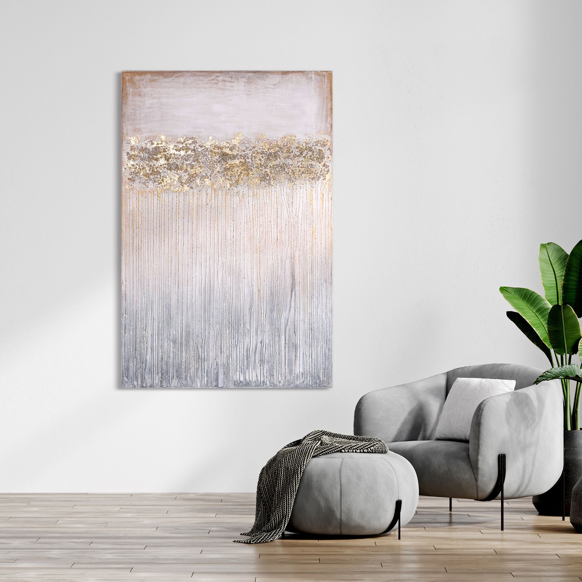 Dust 60" High Textured Metallic Canvas Wall Art