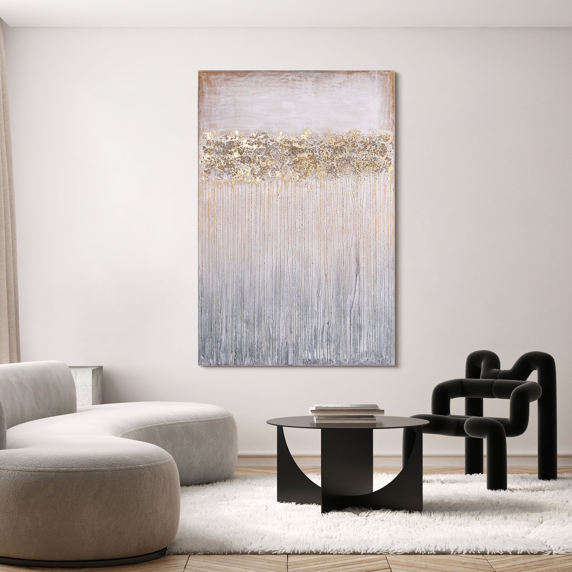 Dust 60" High Textured Metallic Canvas Wall Art