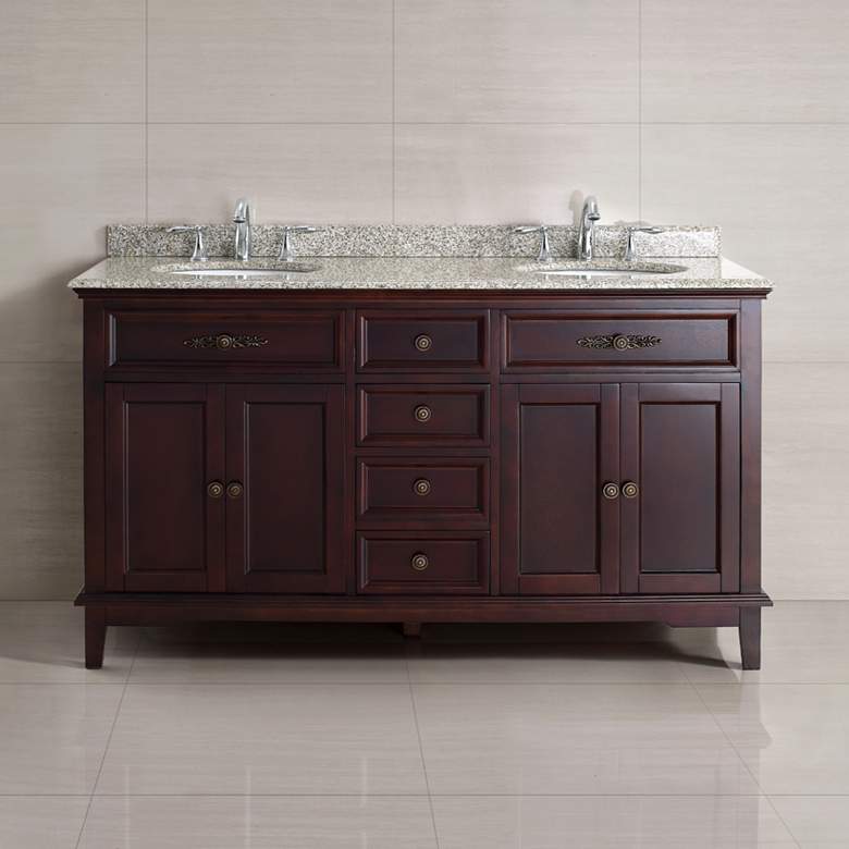Image 1 Dustin 60" Wide Tobacco 4-Door Double Sink Vanity