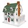 Dutch Colonial White Wood Birdhouse with Green Roof