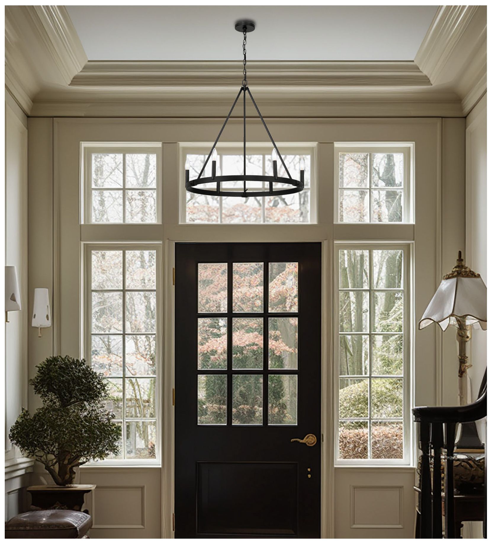 Dutton 27 3/4" Wide Black Coal 6-Light Chandelier