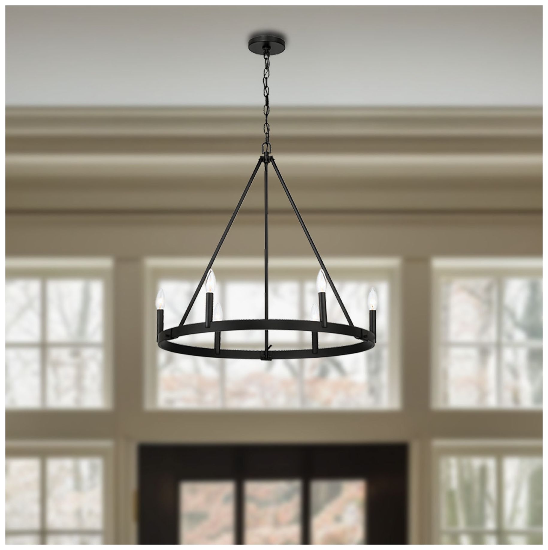 Dutton 27 3/4" Wide Black Coal 6-Light Chandelier
