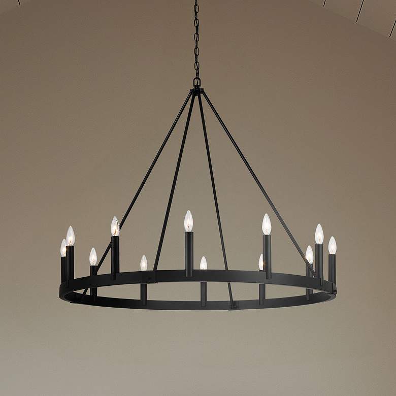 Image 1 Dutton 42 3/4" Wide Coal Black 12-Light Chandelier