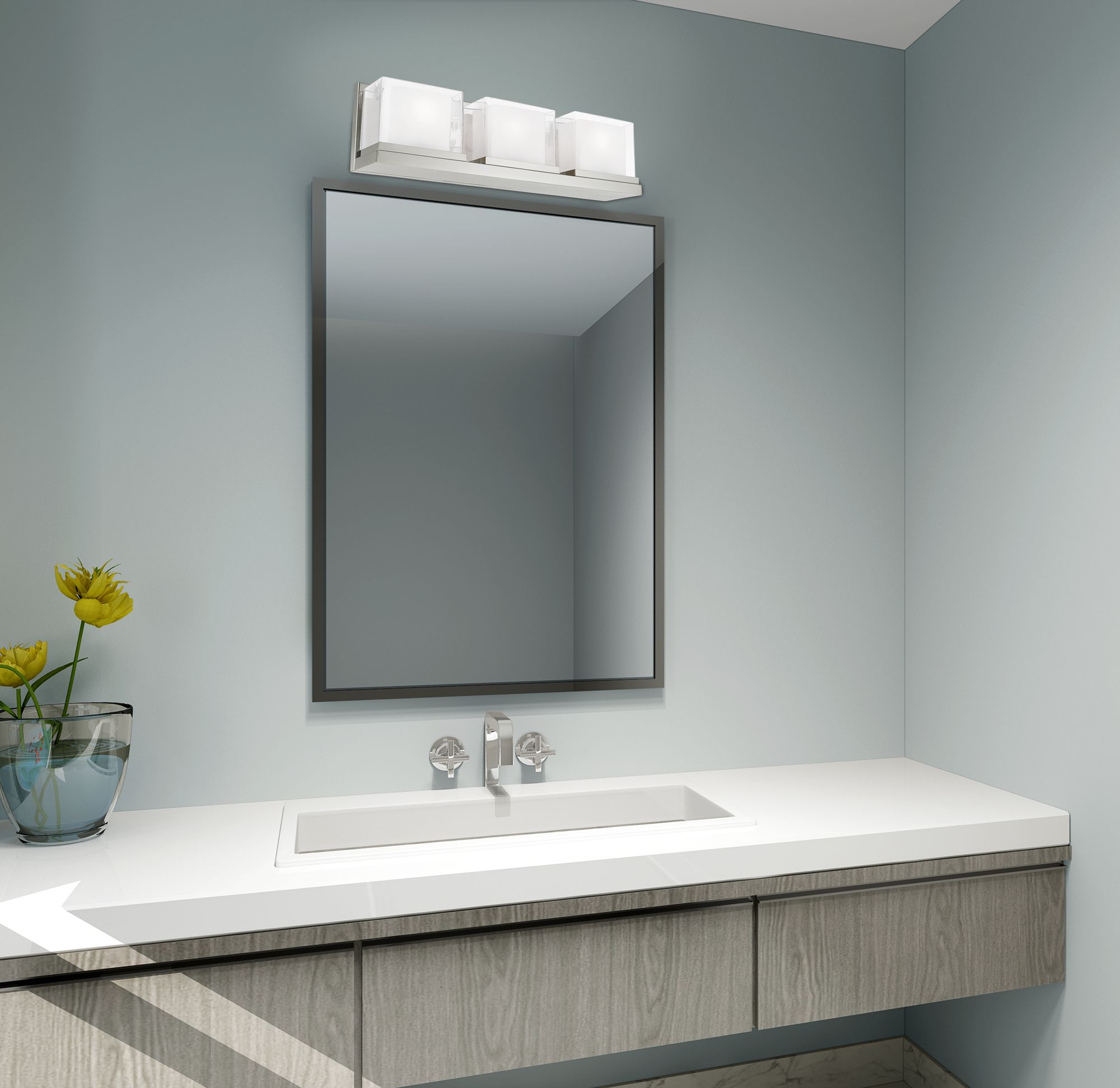 Duval 3 Light Polished Chrome Bath Vanity