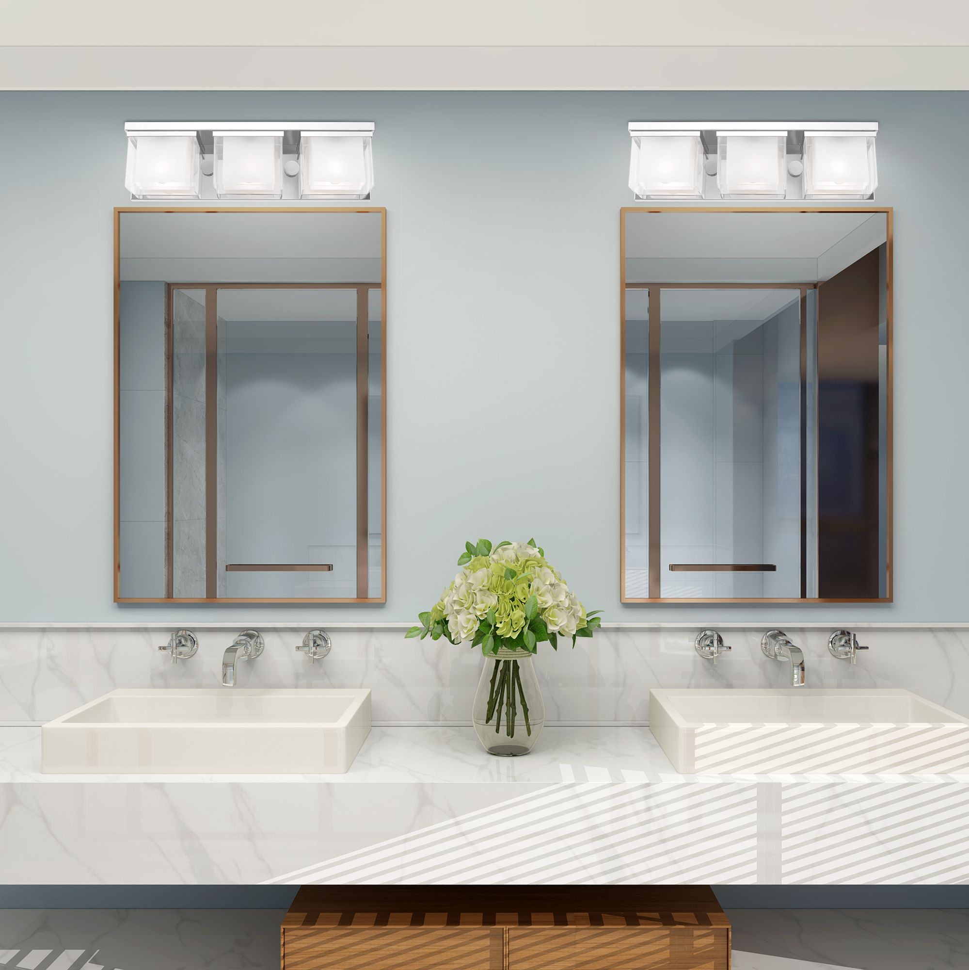 Duval 3 Light Polished Chrome Bath Vanity