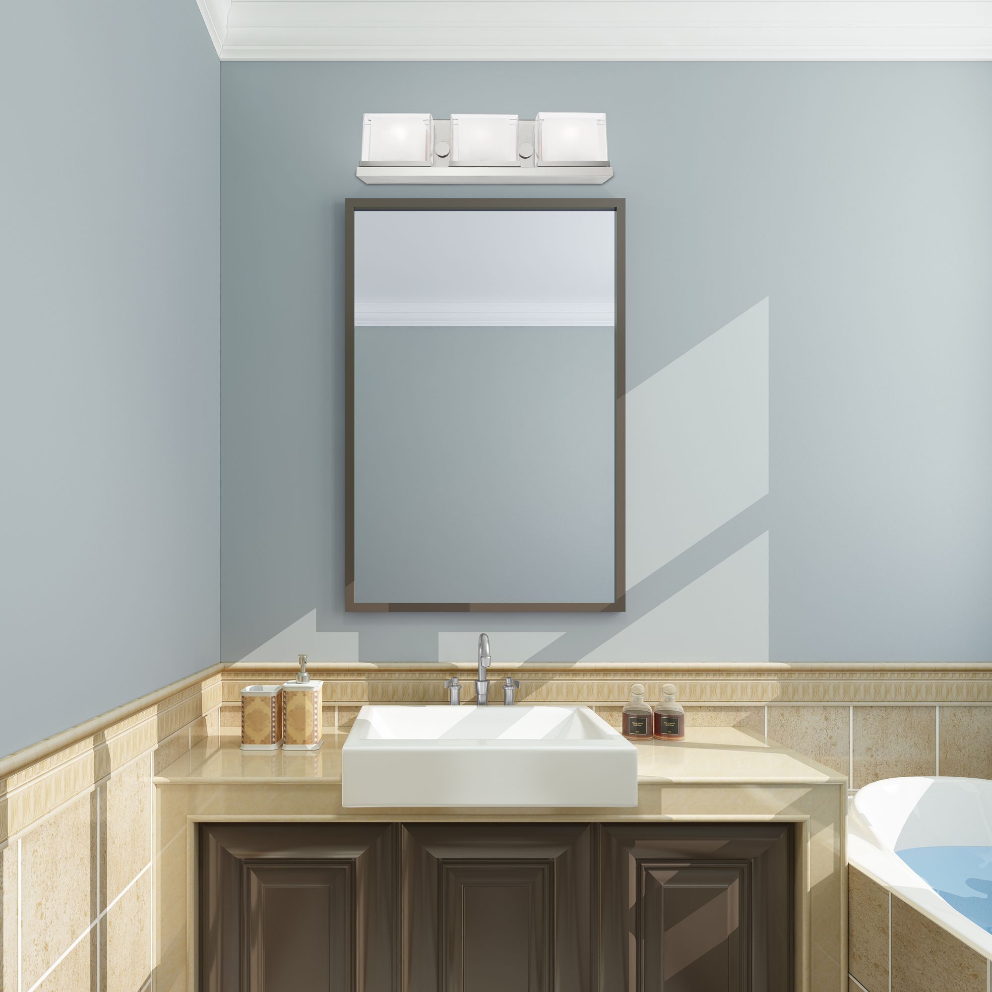 Duval 3 Light Polished Chrome Bath Vanity