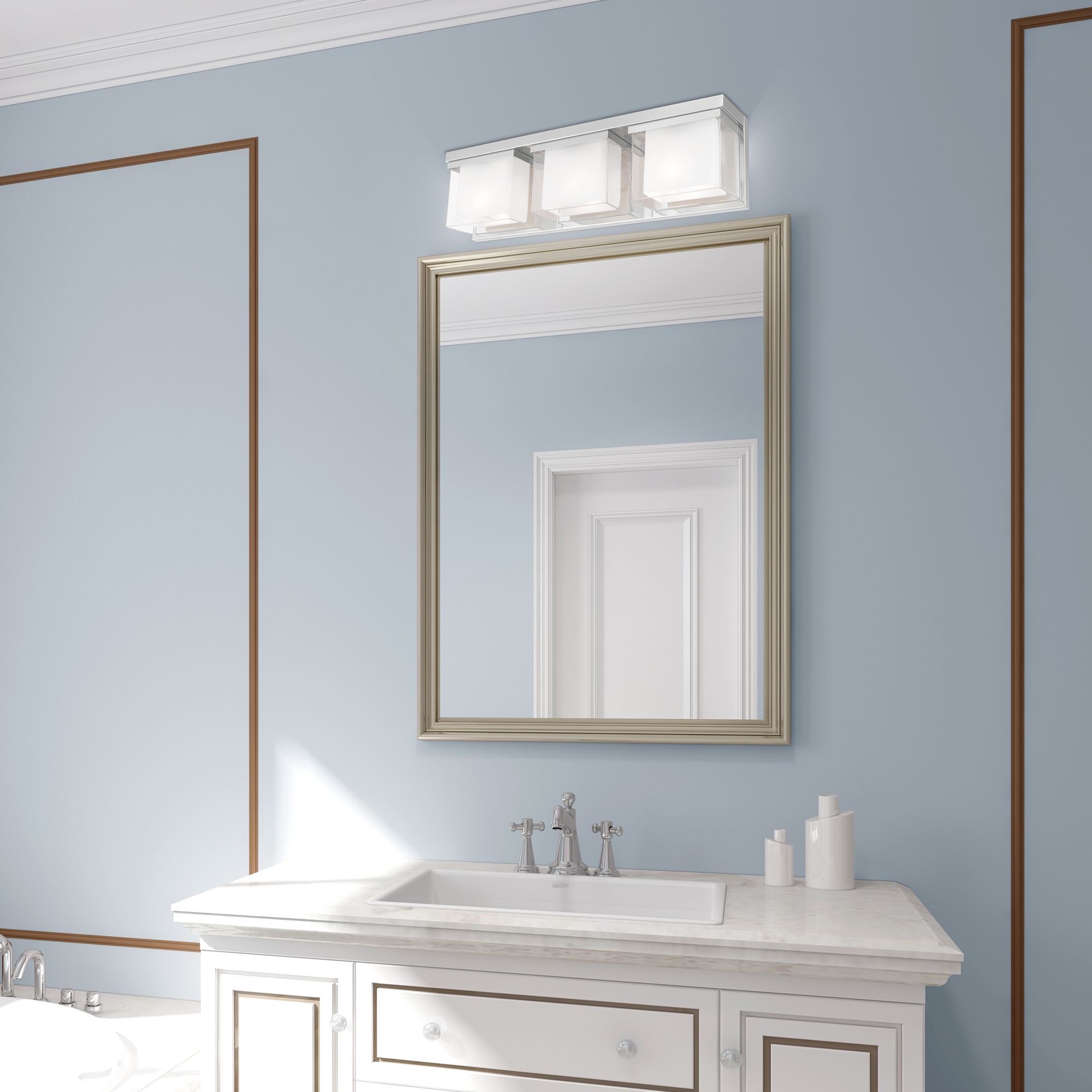 Duval 3 Light Polished Chrome Bath Vanity